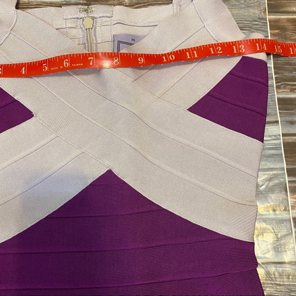 Herve Leger Keit Bandage Mini Dress Purple Sz XS - Picture 12 of 13